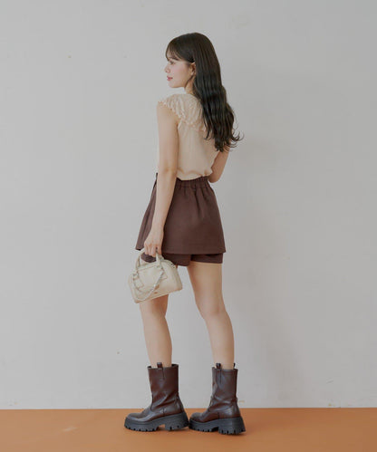 Chico 蕾絲設計 落肩無袖 羅紋T恤