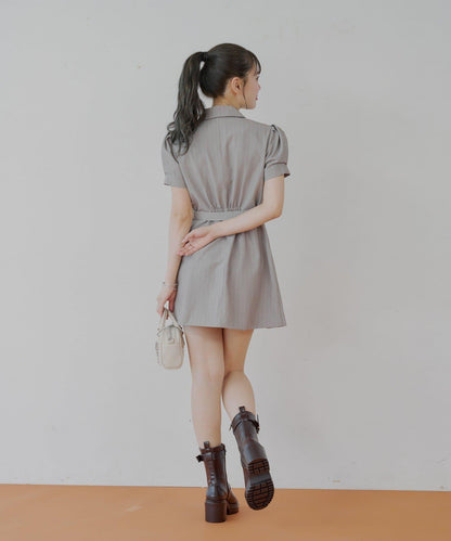 西裝雙排扣迷你連衣裙