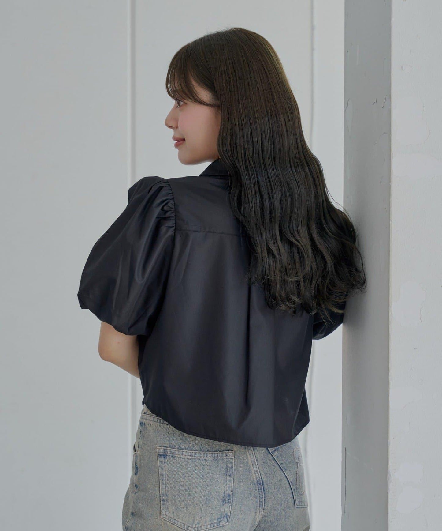 【SALON by Chico】雙色泡泡袖襯衫