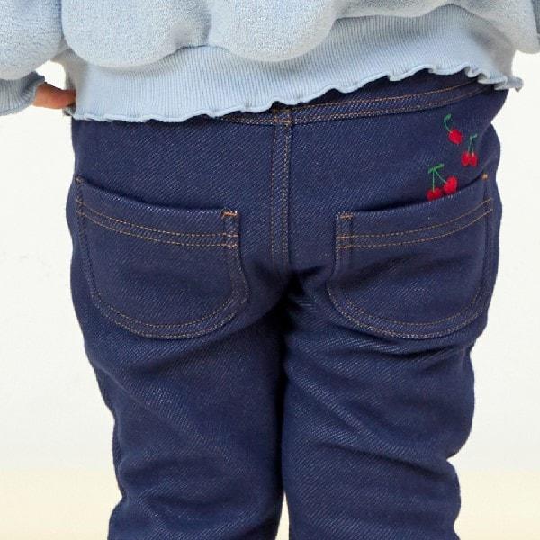 KP牛仔針織內加絨長褲（80～90）