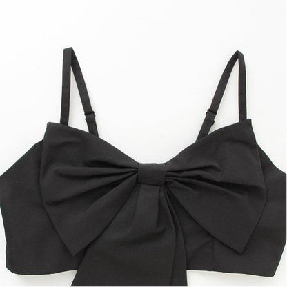 帶蝴蝶結吊帶背心的襯衫連衣裙