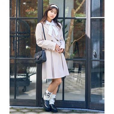 【畢業服】【典禮】褶皺喇叭連衣裙