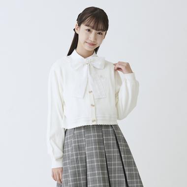 短款蝴蝶結紐扣開衫