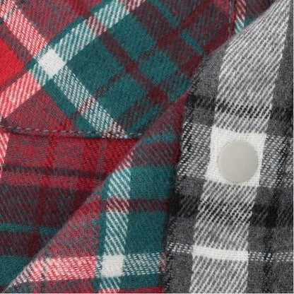 恐龍刺繡格紋長袖襯衫
