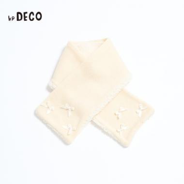 KPDECO 珍珠蝴蝶結裝飾針織圍巾（S～M）