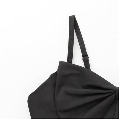 帶蝴蝶結吊帶背心的襯衫連衣裙