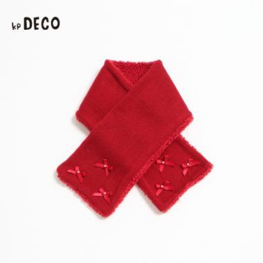 KPDECO 珍珠蝴蝶結裝飾針織圍巾（S～M）