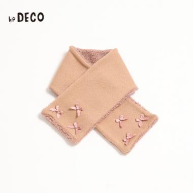 KPDECO 珍珠蝴蝶結裝飾針織圍巾（S～M）