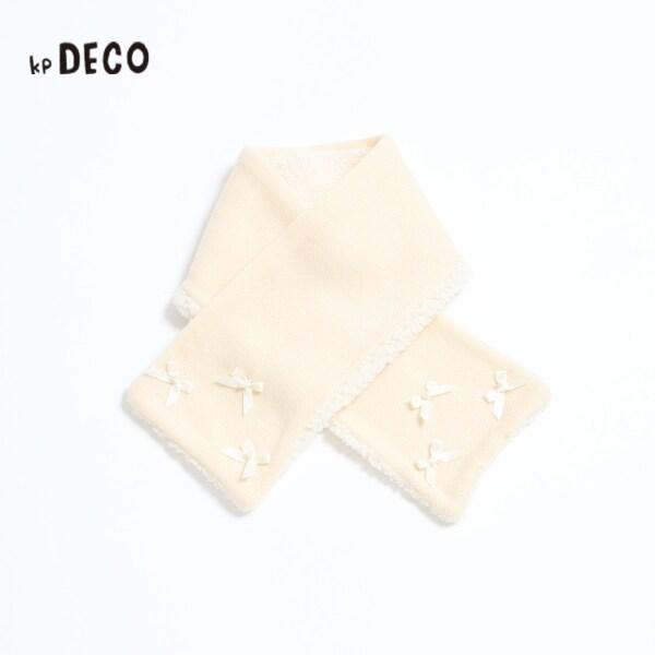 KPDECO 珍珠蝴蝶結裝飾針織圍巾（S～M）