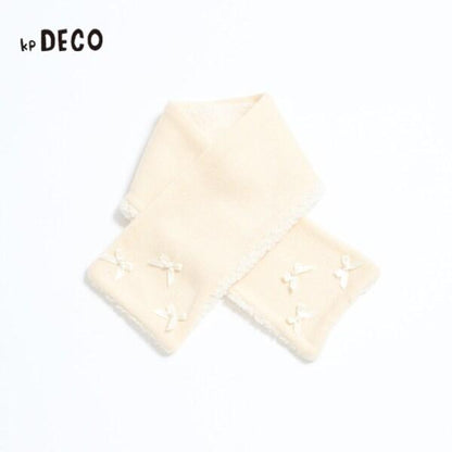 KPDECO 珍珠蝴蝶結裝飾針織圍巾（S～M）