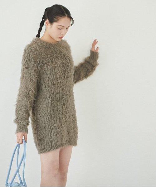 毛絨迷你連衣裙