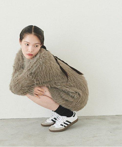 毛絨迷你連衣裙