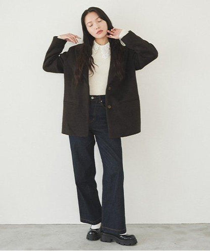 領口刺繡針織套頭衫