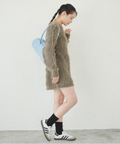 毛絨迷你連衣裙