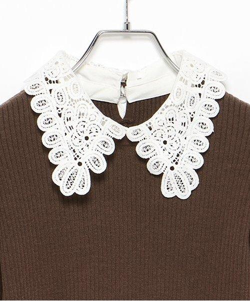 領口刺繡針織套頭衫