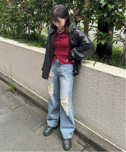 皮夾克【韓國時尚】