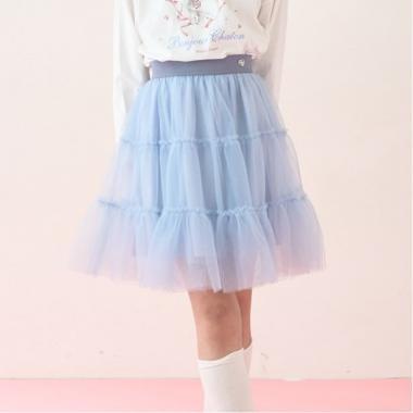 蓬鬆荷葉邊網紗裙