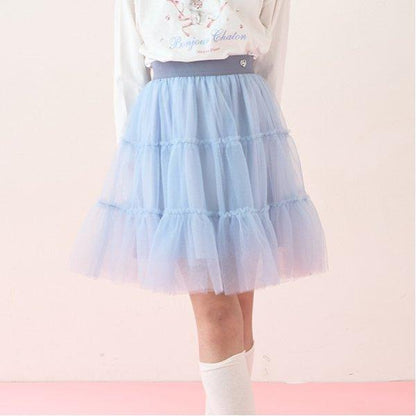 蓬鬆荷葉邊網紗裙