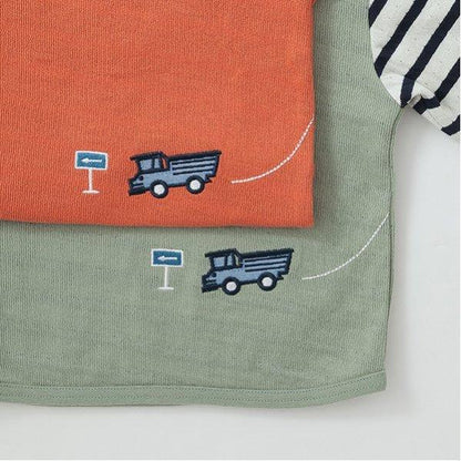 汽車刺繡夾層長袖T恤