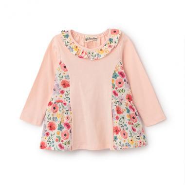 【人氣商品】【直營店無售】花卉圖案拼接層疊長款上衣