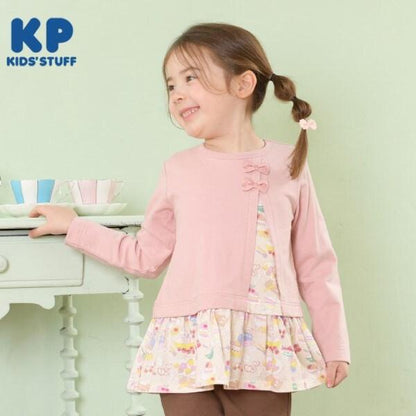 KP 兔子甜品圖案拼接長袖長款上衣（80～150）