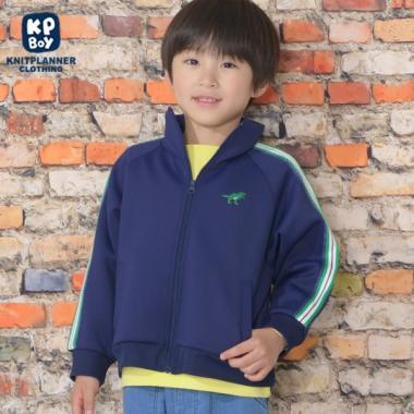 KPBOY 恐龍刺繡袖條紋夾克（110～150）