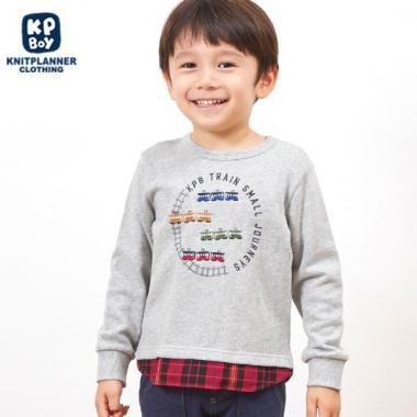 電車刺繡拼接下襬衛衣（80～150）