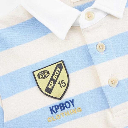 KPBOY 帶徽章寬條紋長袖橄欖球衫（90～140）