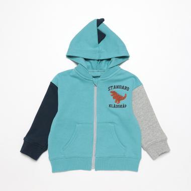 【人氣商品】【直營店無售】恐龍拼色拉鍊連帽衛衣