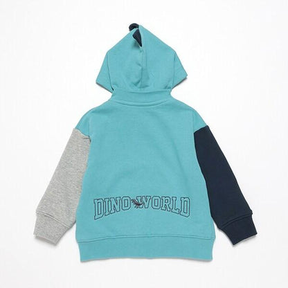 【人氣商品】【直營店無售】恐龍拼色拉鍊連帽衛衣
