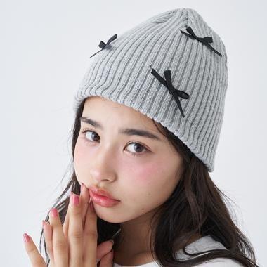 蝴蝶結針織帽
