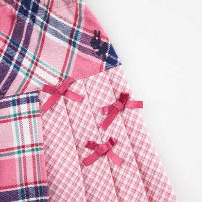 格紋百褶蝴蝶結裝飾裙褲（90～160）