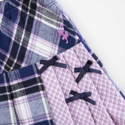 格紋百褶蝴蝶結裝飾裙褲（90～160）