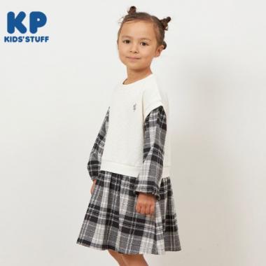 KP 拼接層次感格紋連衣裙（90～160）