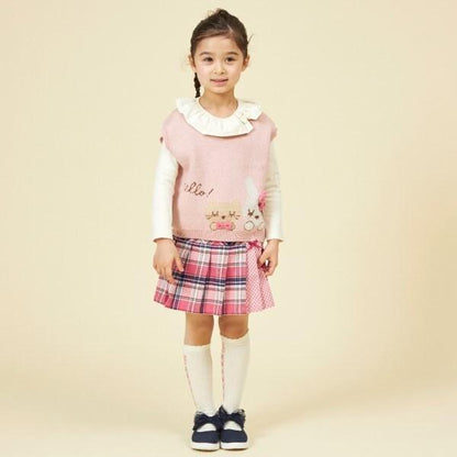 格紋百褶蝴蝶結裝飾裙褲（90～160）