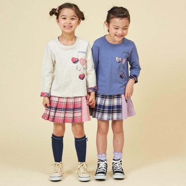 格紋百褶蝴蝶結裝飾裙褲（90～160）