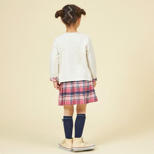 格紋百褶蝴蝶結裝飾裙褲（90～160）