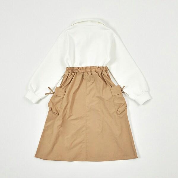 troislapins 半拉鍊拼接工裝連衣裙（140～160）