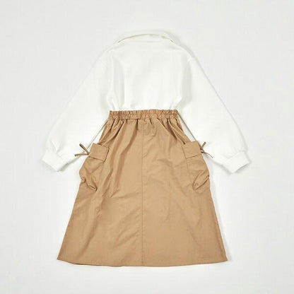 troislapins 半拉鍊拼接工裝連衣裙（140～160）