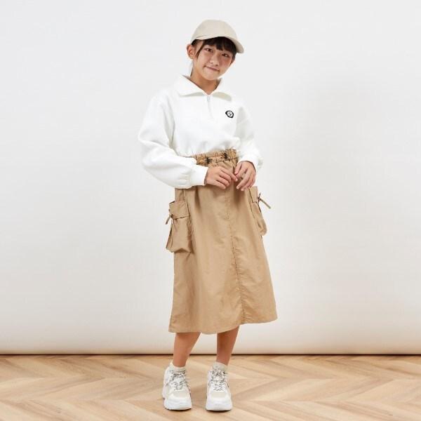 troislapins 半拉鍊拼接工裝連衣裙（140～160）