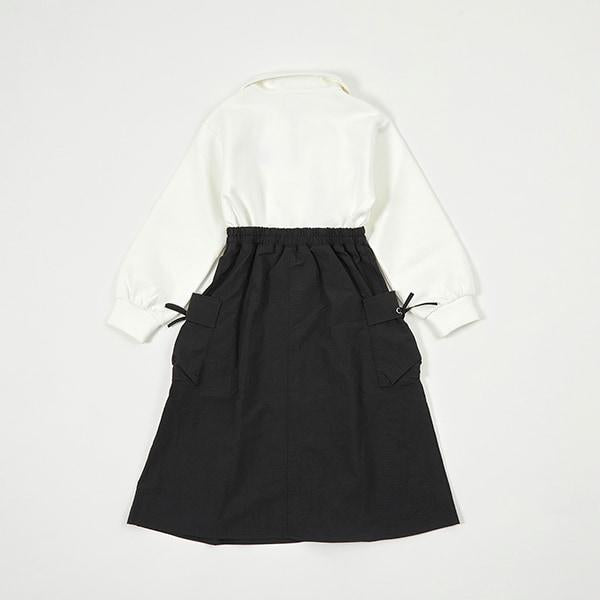 troislapins 半拉鍊拼接工裝連衣裙（140～160）