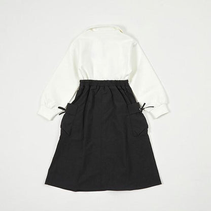troislapins 半拉鍊拼接工裝連衣裙（140～160）
