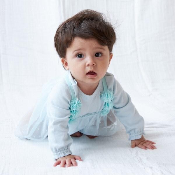 花朵圖案雪紡長款上衣&連體衣套裝