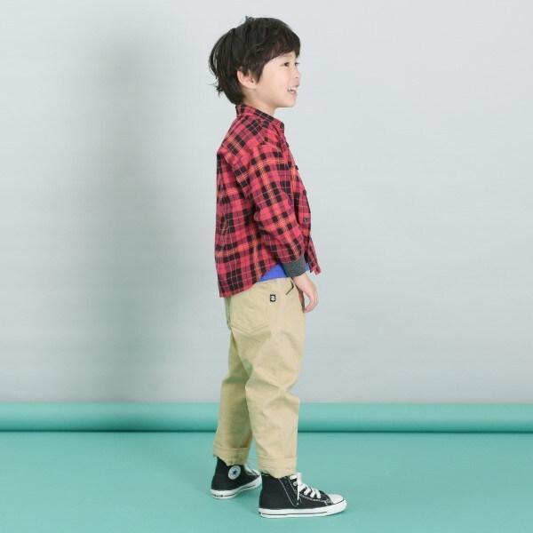 KPBOY 先染格子長袖襯衫(90～150)