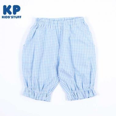 兔子圖案蕾絲後荷葉邊六分格子褲