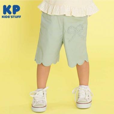 荷葉邊剪裁彈力府綢五分褲(90)