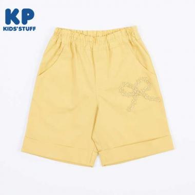 荷葉邊剪裁彈力府綢五分褲(90)