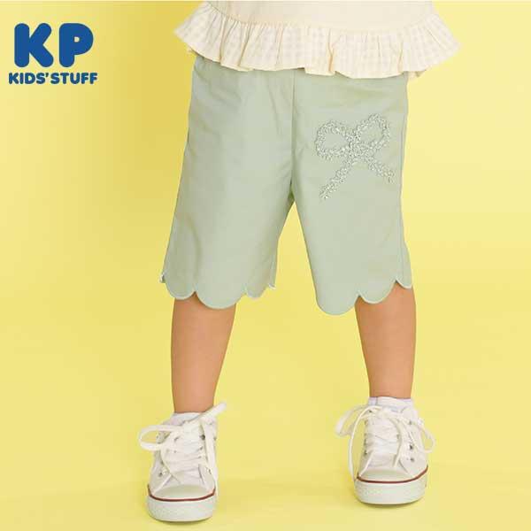 荷葉邊剪裁彈力府綢五分褲(90)