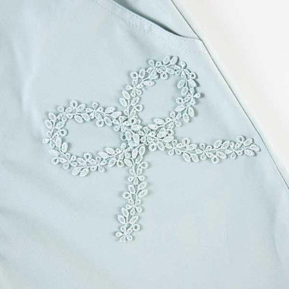 荷葉邊剪裁彈力府綢五分褲(90)