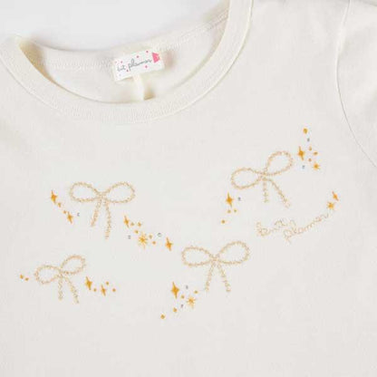 蝴蝶結刺繡長袖T恤（110～130）